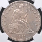 1860 SEATED LIBERTY "NO MOTTO" DOLLAR NGC MS 60 EXCELLENT STRIKE AND LUSTER IN