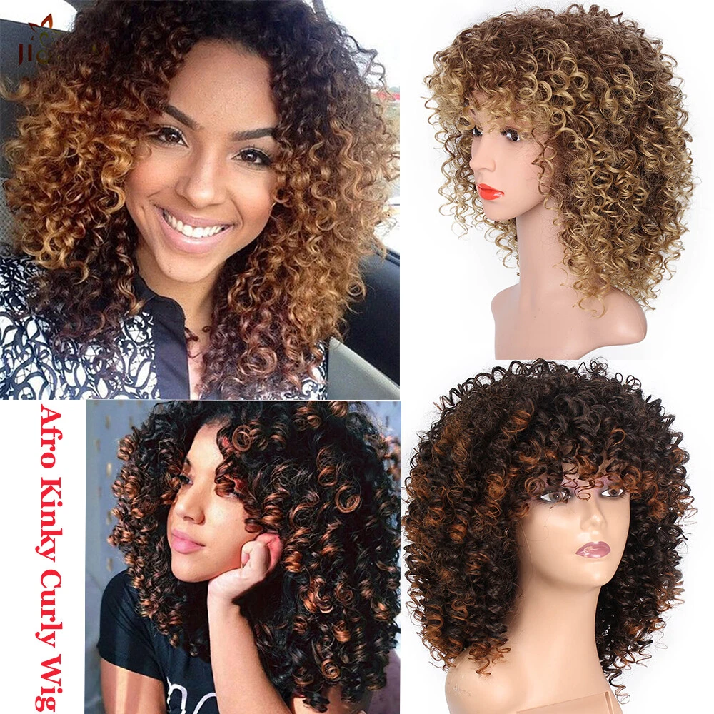 Short Curly Wig Afro Hair Curly Hair Wig Black Synthetic Full Wig (