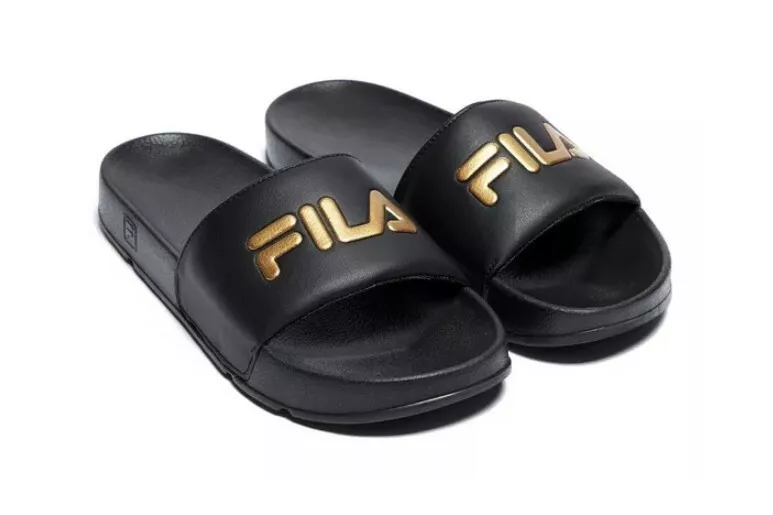 Fila flip flops black sale