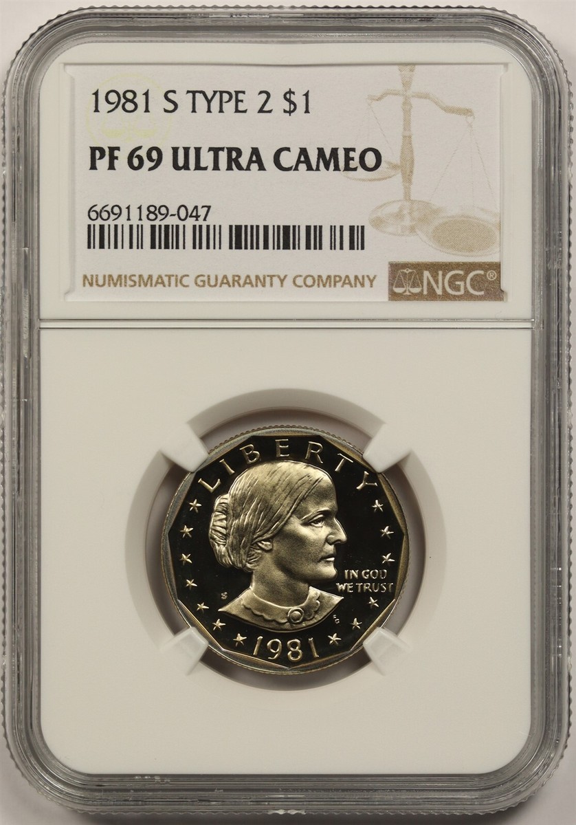 1981-S $1 NGC PF 69 Ultra Cameo (Type 2) Susan B Anthony Dollar | eBay