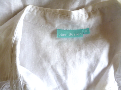 BLUE ILLUSION - WHITE LINEN SHIRT - 18/20 - Picture 3 of 3