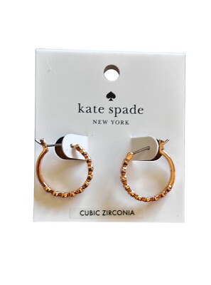 kale spade Full circle Hoop Earrings -rose gold color- cubic zirconia