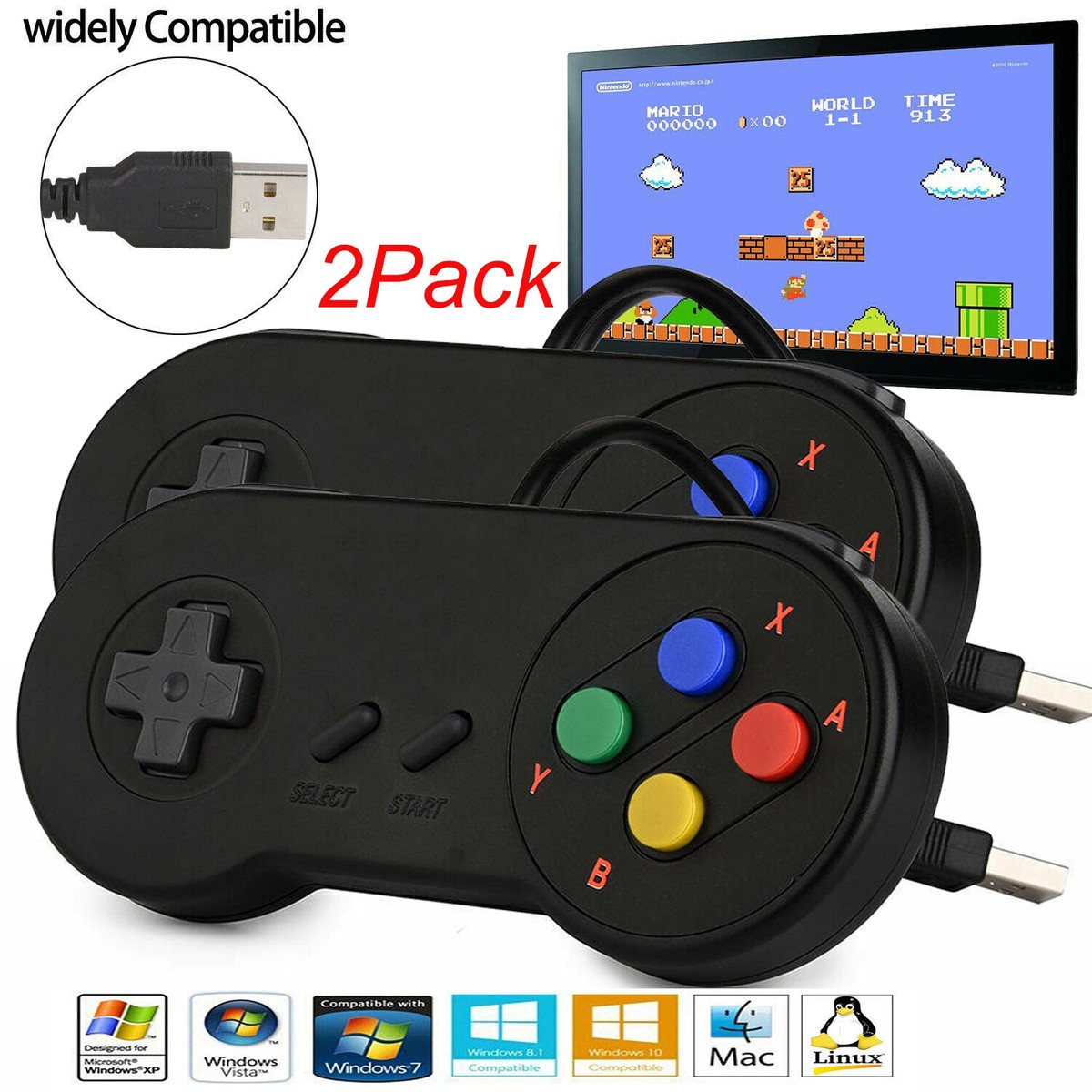 SNES NES N64 Controller For Win PC MAC Raspberry Pi USB Wired