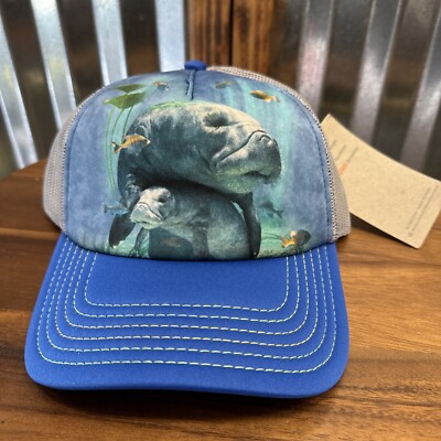 The Mountain Hat Unisex Blue Manatee Snap Back Mesh Trucker Cap OSFM New w/ Tags