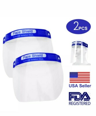 2 PCS Safety Full Face Shield Reusable Washable Protection Cover Face Mask