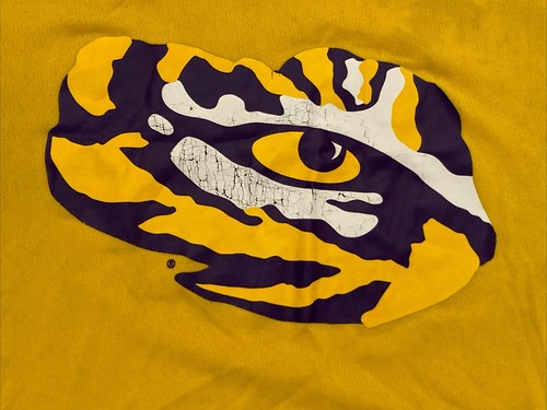THE NIKE TEE Uomo Taglia Large LSU TIGERS Dri Fit Athletic Crew Maglia Gialla Macchie - Foto 7 di 12