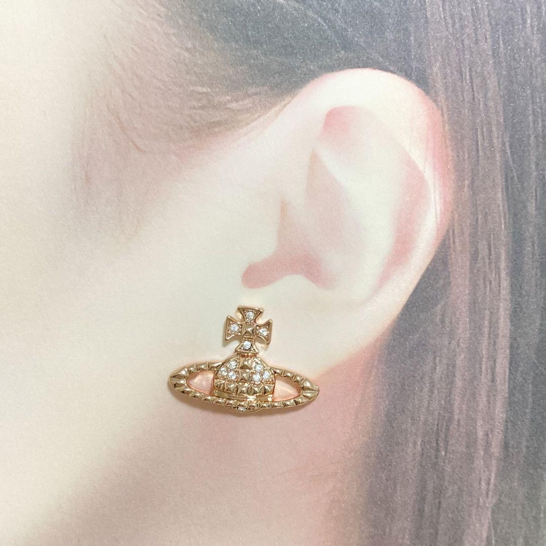 Vivienne Westwood Earrings Pierce Rhinestone Orb pink gold w
