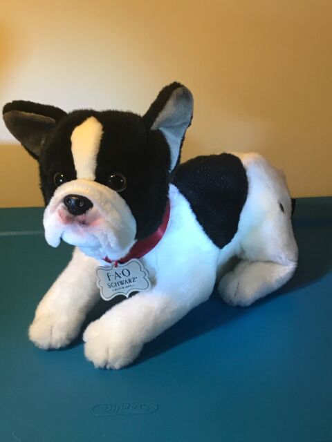 FAO Schwarz Plush Dog Boston Terrier Stuffed Animal Puppy - 12