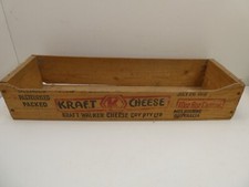 ANTIQUE KRAFT CHEESE PINE WOODEN TIMBER BOX PACKING CASE ADVERTISING SIGN
