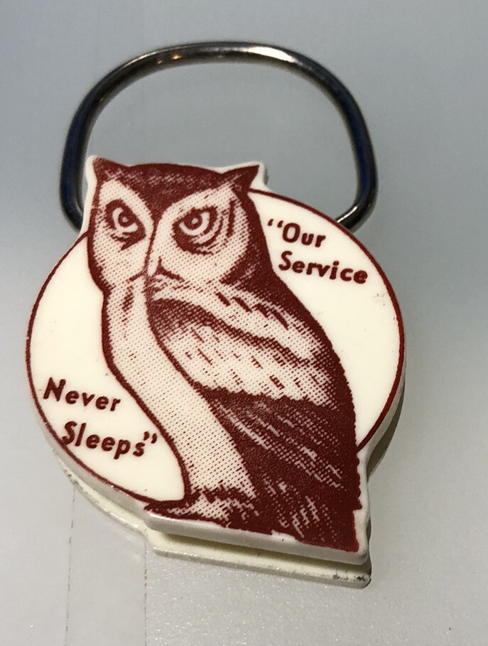 Vintage Owl Customer Service Never Sleeps Bird Advertising Vintage