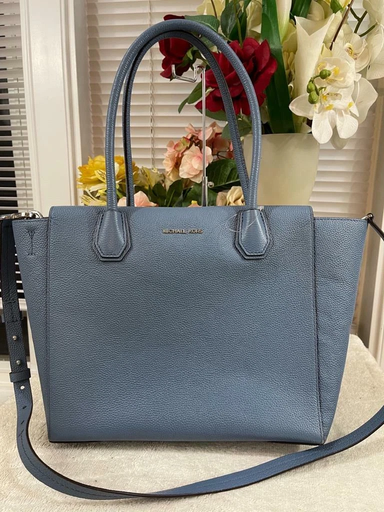 Michael Kors Mirella Small Pale Blue Leather Top Zip Shopper Tote Crossbody  Bag - Walmart.com