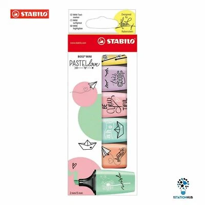 6 Pcs Stabilo Boss MINI Pastel Love Highlighter Marker Pen Chisel Nib Colour Set - Image 1 of 4