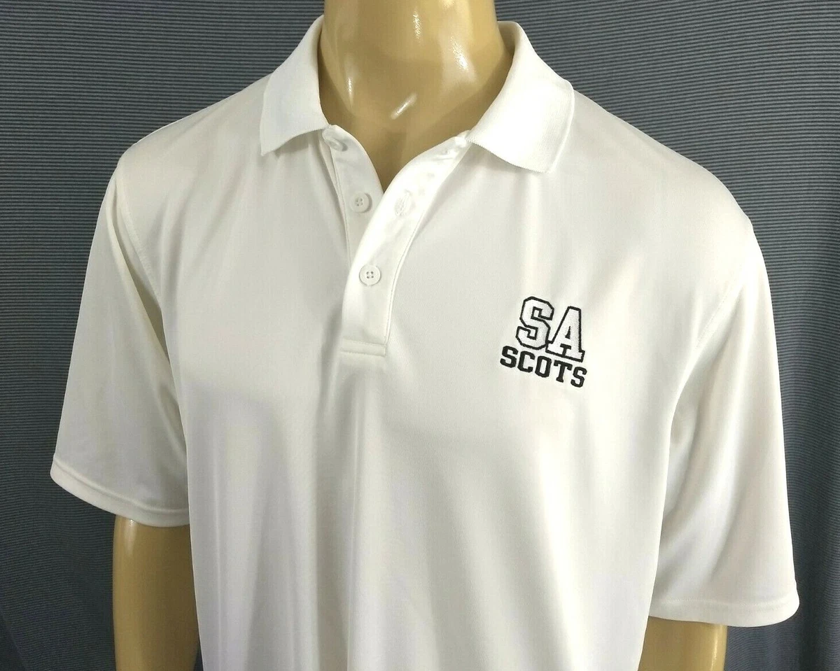 UNDER ARMOUR GOLF POLO SHIRT SS Mens L All White Saint Andrews SA SCOTS Boca FL
