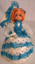 Push Pin Ornament Doll Turquoise Lace Umbrella Christmas Craft Kitsch Beads