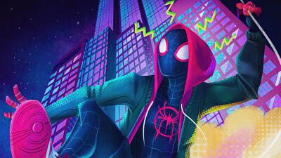 Superheroes spiderman into the spider verse Stitched Gaming Mat Desk 5460