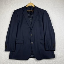 Brooks Brothers 1818 Madison Saxxon Blue Wool Blazer Size 45L Metal Buttons