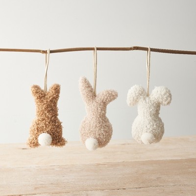 Hängende Oster Sherpa Hase - Osterdeko - drei Farben - Ostergeschenke