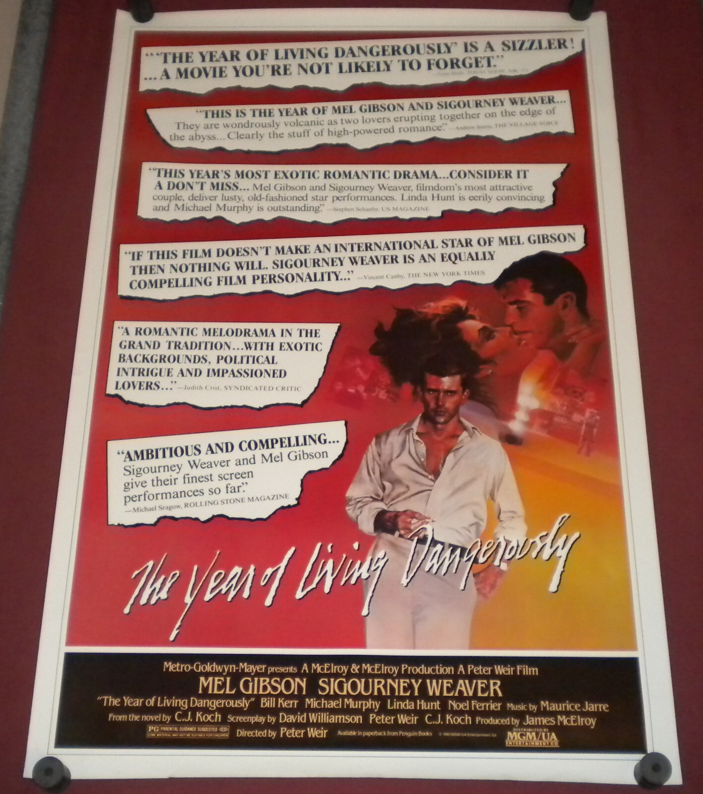 The Year of Living Dangerously Movie Poster 27x41 S/S Mel Gibson ...