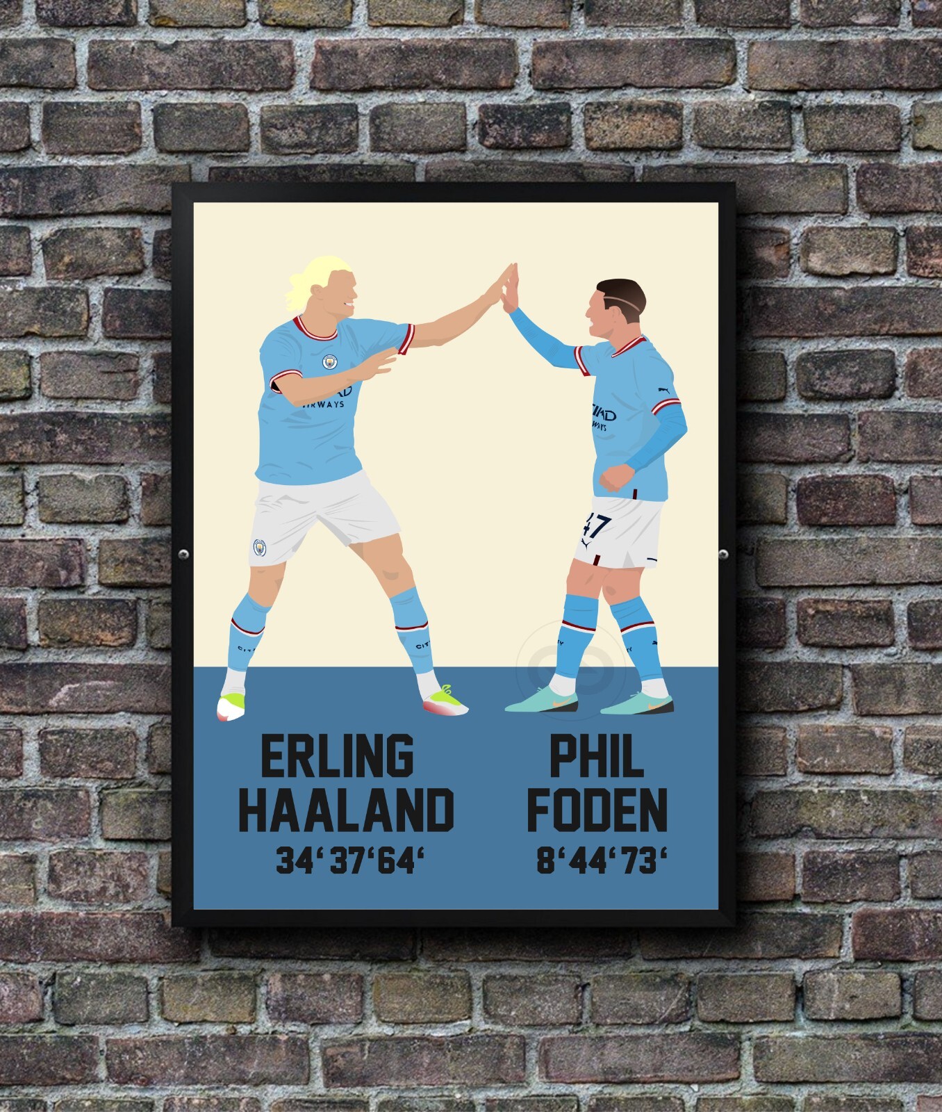 Erling Haaland Phil Foden Minimalist Print Poster Man City Football