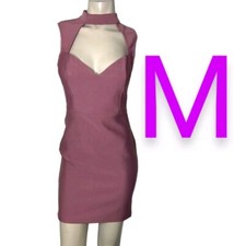 🆕Mauve Pink Purple Thick Bandage Mock Choker Cut Out Bodycon Mini Dress~Size M