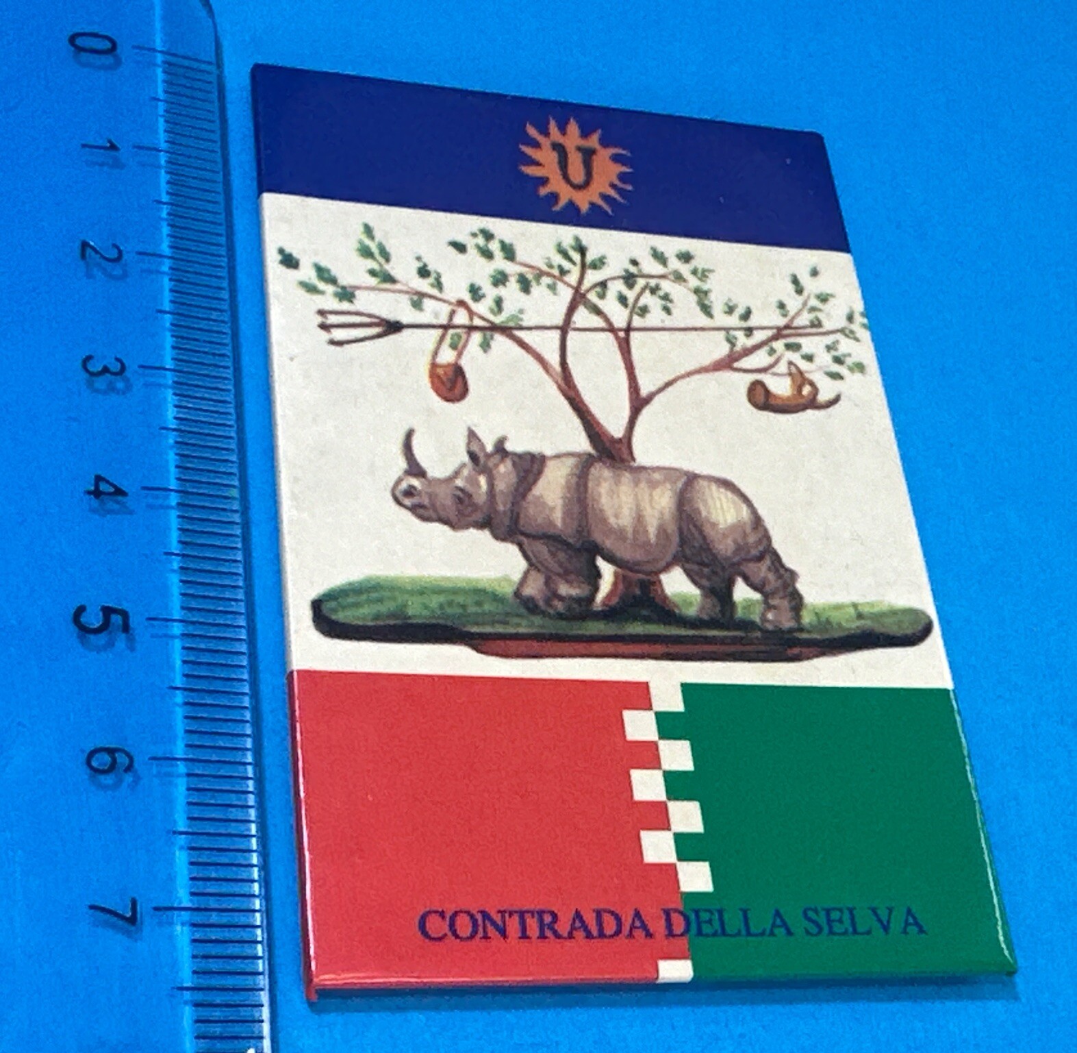 CONTRADA DELLA SELVA RINOCERONTE CALAMITA MAGNETE FRIGO FRIGORIFERO VINTAGE