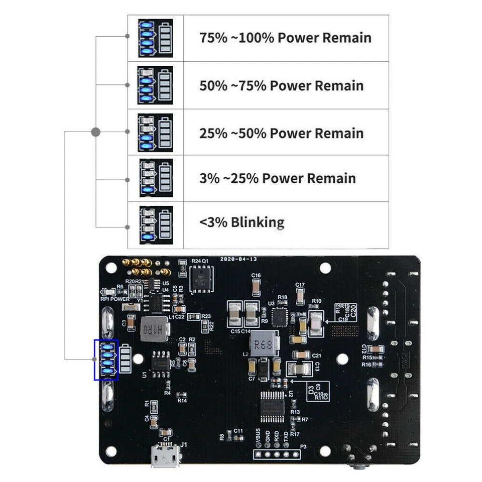 Raspberry Pi 4B UPS with RTC Uninterruptible Power Supply 18650 Battery Charger - Image 4 of 4