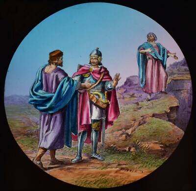 ANTIKES magisches Laternendia PILGERFORTSCHRITT NR73 UM 1890 ZEICHNUNG RITTER