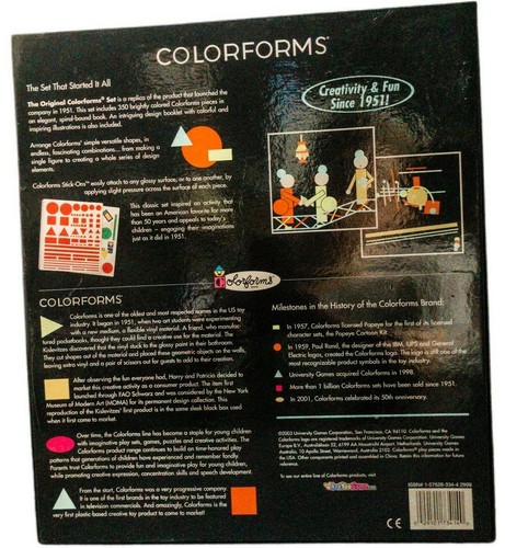 2001 University Games Corp COLORFORMS Design Set Imaginative Play Homeschool - Picture 2 of 10