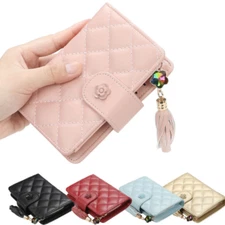 Womens Small Wallet Leather Tassel Zipper Coin Purse Card Holder Purse Hangbag
