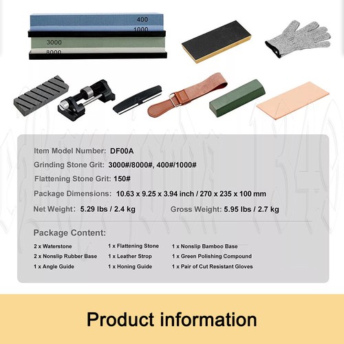 Whetstone Sharpener Stone Set 4 Side Grit 400/1000 3000/8000 Knife Sharpening - Picture 2 of 15