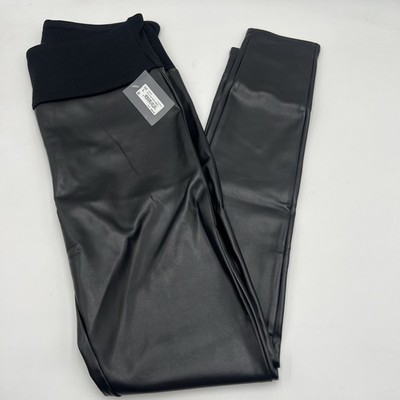 Red Hot by SPANX Black All Over Black Faux Leather Leggings Size Large