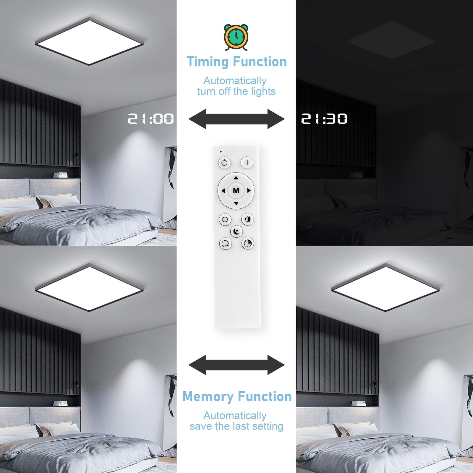 Plafonnier LED carré pour salon moderne, luminaire de plafond à intensité variable - 3