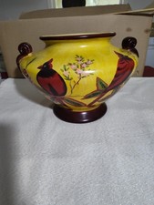 Planter, Hand Painted Redbirds