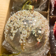 NEW - Glass Ornament - Gold Glitter - 8cm - 6 Pack