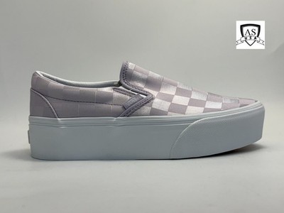 Vans Classic Slip-On Stackform Satin Checkerboard Lilac Men's Size 7 Casual Shoe