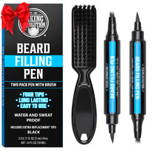 Beard Pen Black Pencil Filler for Men Pen Kit Long 2 Pack Filer Pen Brush