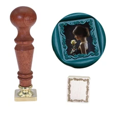 3D Embossed Frame Relief Carving Wax Sealing Stamp, Wood Handle, Wedding Invitat