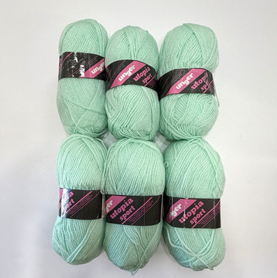 Vintage Unger Utopia Sport Yarn Fine Weight 100% Acrylic Pale Green Lot of 6