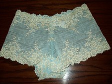 NWT WACOAL BOYSHORT PANTIES EMBRACE LACE SHEER W EMBROIDERY 67491 484 BLUE 5