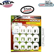 12 Pcs White Self Adhesive Plastic Square Hook Small Wall Mount Hanger Bathroom