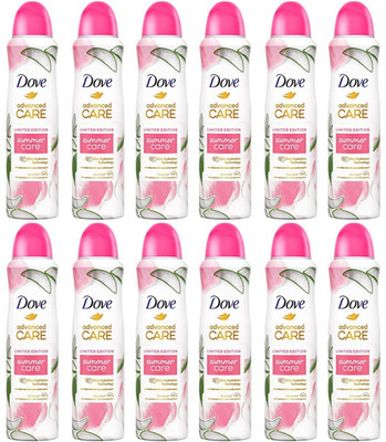 12x Dove Advanced Care Deo-Spray Summer Care Aloe Vera & Rosenwasserduft 0% Alko