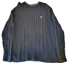 Vintage Chaps Ralph Lauren Men's Size XL Cotton Cable Navy Blue Knit Sweater