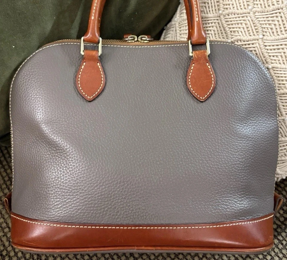 Bolso Cartera Dooney Bourke Elefante Gris Guijarro Cuero Cremallera Cúpula Foto 4 de 4