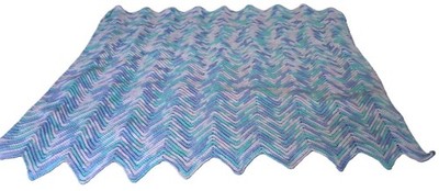 Handmade Crochet Throw Multicolor Ripple Afghan Blanket 36x38 in
