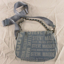 Steve Madden Womens Logo Graphic Crossbody Bag Adjustable Handle Strap Blue