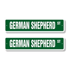 GERMAN SHEPHERD Street Sign 2 Pack Metal Plastic dog lover great pet animal