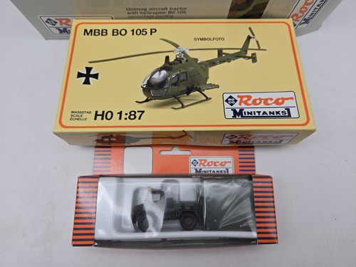 Roco 837 Minitanks Sonderedition Unimog Flugzeugschlepper mit Helikopter Bausatz