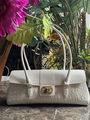 BRAHMIN Carman Collection Sea Salt White Dayan East West Satchel Bag/$375
