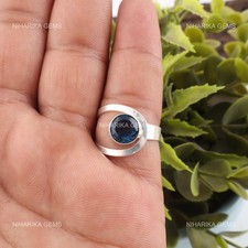 925 Sterling Silver London Blue Topaz Stone Sister New Year Band Ring Jewelry