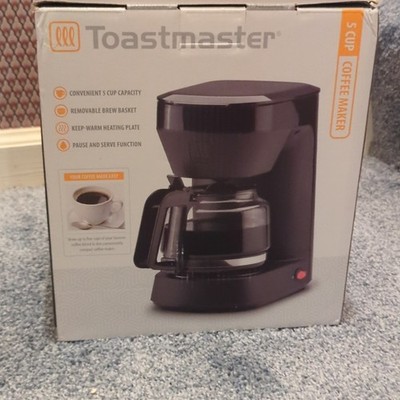 Toastmaster 5-Cup Coffee Maker Black Glass Carafe Keep-Warm Pause-and-Serve